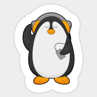 Penguin & Mobile phone with Headset Sticker